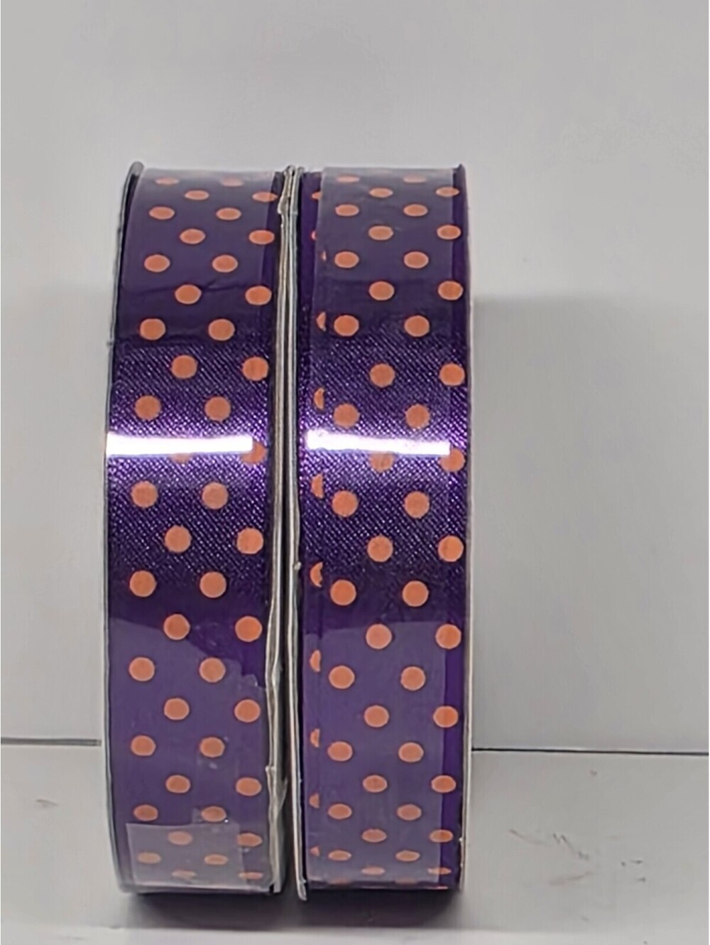 New! Halloween Purple & Orange Polka Dot Ribbon 5/8” x 9'FT Wreaths Crafts Bows